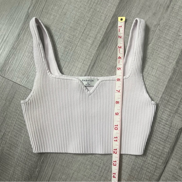 ARITZIA BABATON Sculpt Knit Notch Tank Ribbed Top Cropped XS - Picture 7 of 9